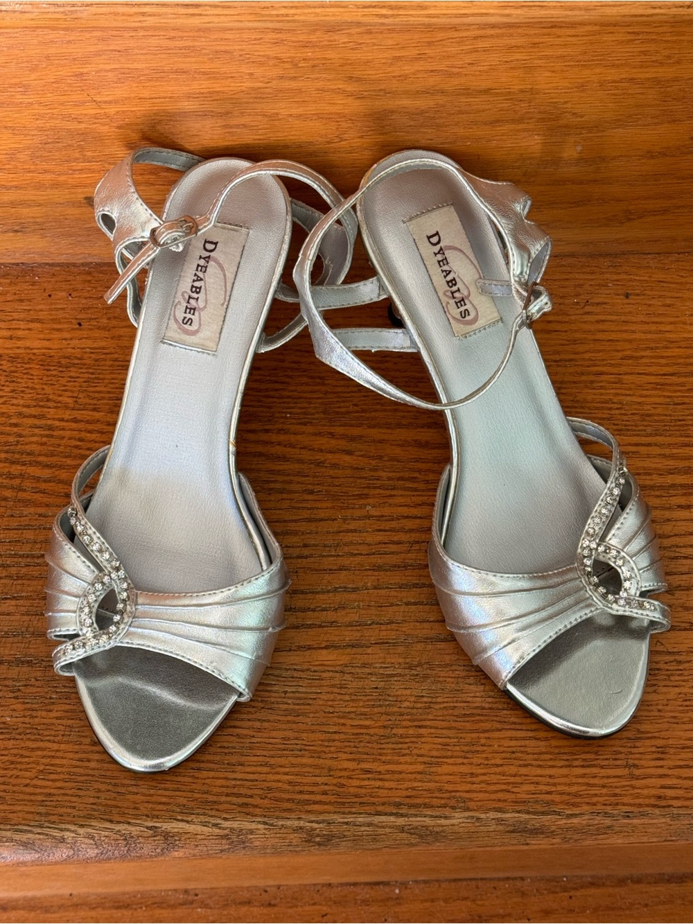 Dyeables Silver Rhinestone Evening Sandals - 8EE